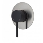 Kaya Wall Mixer, Matte Black, Large Round Brushed Nickel Plate